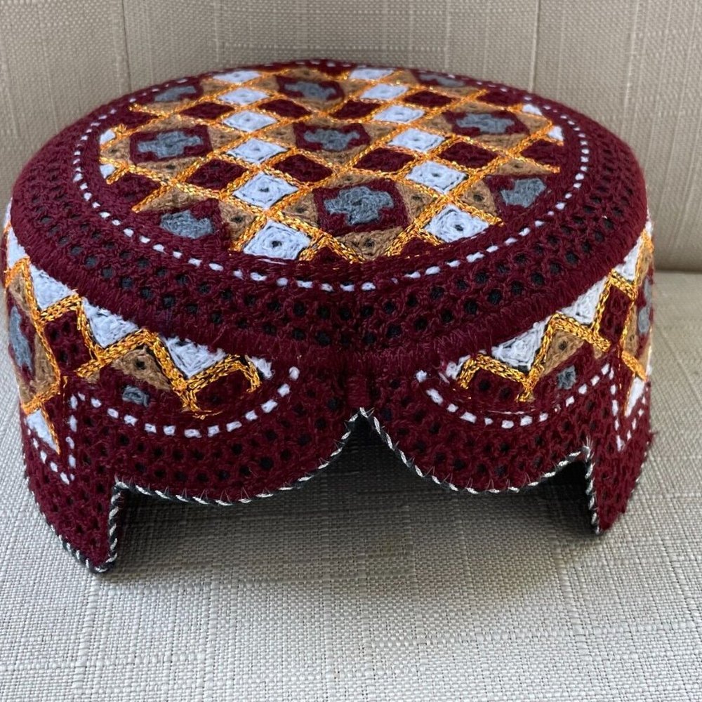 Handmade Men Hat Embroidery Cultural Round Cap Sindhi Hat New - Picture 3 of 10